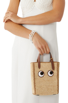 N/S Raffia Eyes Mini Cross-Body Tote Bag