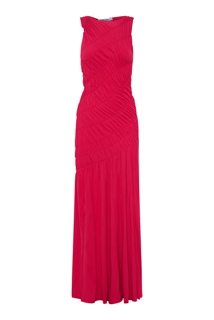 Rouched Sleeveless Maxi Dress