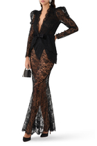 Lace V-Neck Dress with Peplum and Body