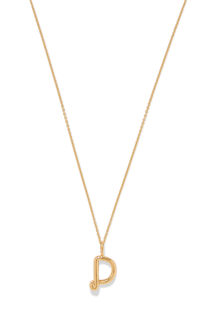 Curly Molten Mini Initial Necklace - D, 18k Recycled Gold Vermeil on Recycled Sterling Silver
