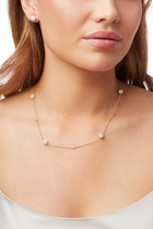 Classic Necklace, 18K Yellow Gold, Diamond & Pearl