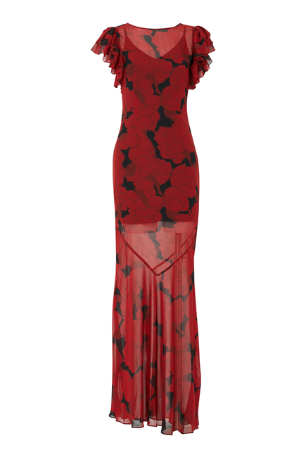 Bougainvillea Chiffon Maxi Dress