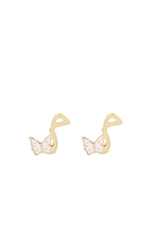 Kids Tiny Bling Arabic Letter Meem Butterfly Earring, 18K Yellow Gold & Enamel