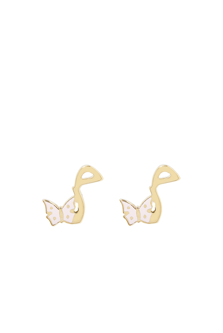 Kids Tiny Bling Arabic Letter Meem Butterfly Earring, 18K Yellow Gold & Enamel