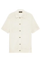 Short-Sleeve Button-Up Shirt in Pacific Linen