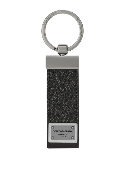 Logo Tag Calfskin Key Chain