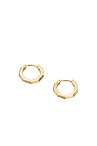 Stax Faceted Huggie Hoop Earrings, 18k Yellow Gold & Forged Carbon