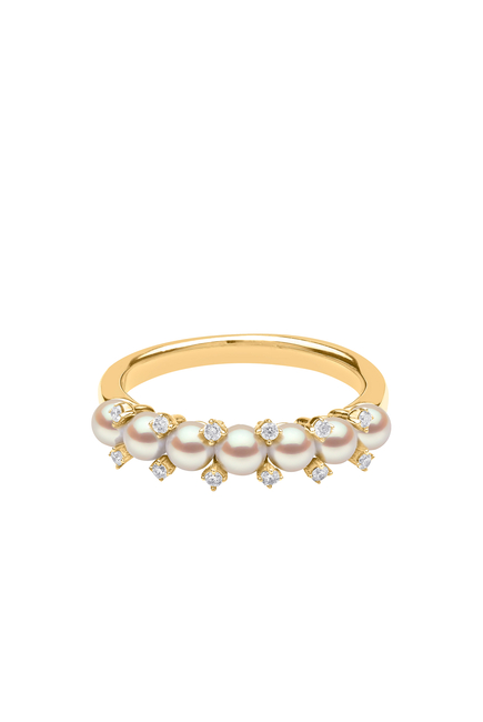 Eclipse Ring, 18k Yellow Gold, Diamond & Pearl