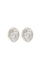 Oval Solitaire Studs, Sterling Silver