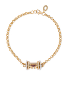 Warrior Dawn Small Bracelet, 18k Yellow Gold with White Diamonds & Garnet
