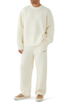 Chunky Rib Knit Wide Leg Joggers