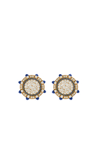 Tip-Top Statement Stud Earrings, 18k Rose Gold with Lapis Lazuli, Blue Sapphire & Diamond