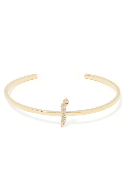 Oula Letter A Cuff Bracelet, 18k Yellow Gold with Diamonds