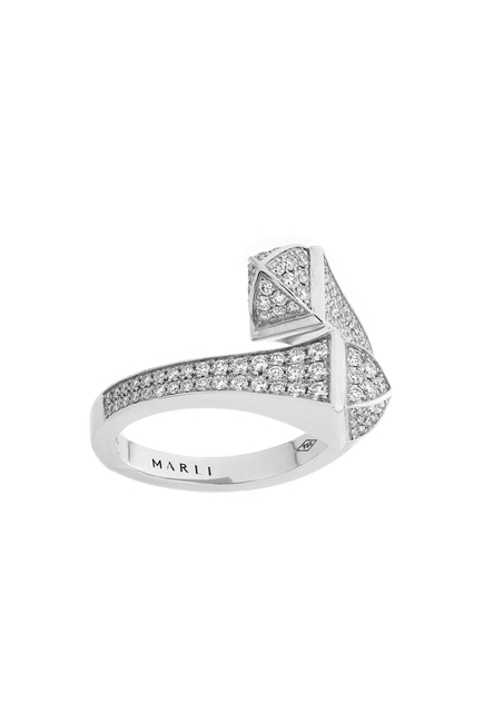 Cleo Midi Slim Ring, 18k White Gold & Diamond