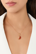 Pepper Brushed Charm, 18K Yellow Gold & Red Agate