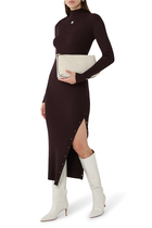 Ribbed Turtleneck Midi Dress