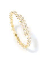 Wrap Around Bangle, Gold-Plated Brass, Diamond & Cubic Zirconia