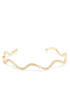 Wave Bangle, 18k Yellow Gold with Diamonds