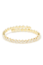 Wrap Around Bangle, Gold-Plated Brass, Diamond & Cubic Zirconia