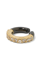 Two-Tone Round Ear Cuff,  Silver-Plated Stainless Steel & Zirconium Oxides