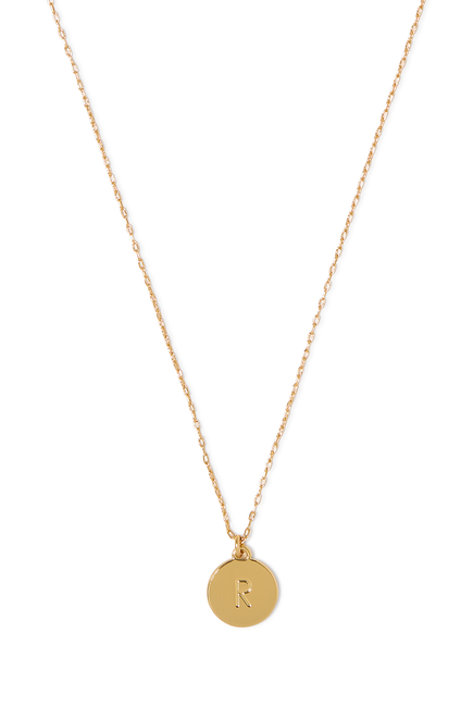 R Initial Mini Pendant, Plated Metal