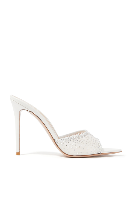 Rania 105 Suede Organza Embellished Mules