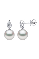 Starlight Earrings, 18k White Gold, Diamond & Pearl