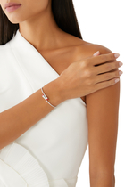 Cleo Slim Slip-On Bracelet, 18k White Gold with Diamonds & Red Coral