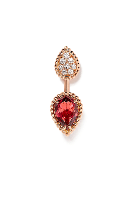 Serpent Bohème Double Motif Diamond Single Stud Earring with Rhodolite