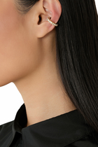 Two-Tone Round Ear Cuff,  Silver-Plated Stainless Steel & Zirconium Oxides