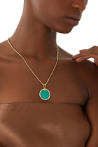 Elements® Artist Series Disc Pendant in 18K Yellow Gold with Chrysocolla and Pavé Diamonds