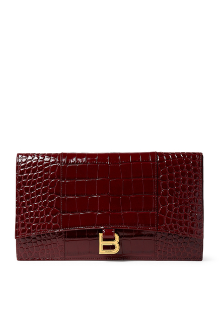 Hourglass Crocodile Embossed Flat Pouch