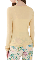 Scoop-Neck Fitted Cardigan in Superfine Wool Knit