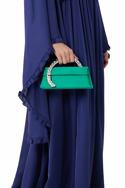 Karma Stone-Encrusted Satin Clutch Bag
