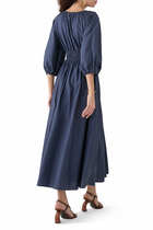 Shirred Plunge Button Dress