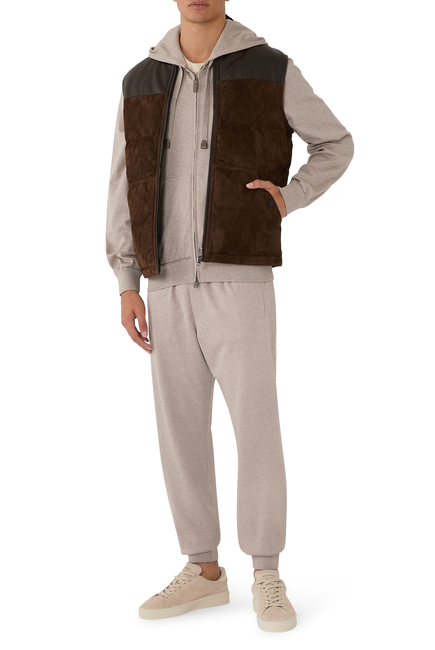 Stretch Cotton Piqué Full Zip Hoodie