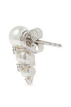 Triple Pearl Stud Earrings, 18k White Gold & Diamonds