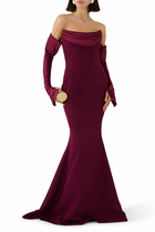 Raven Crepe Long Dress