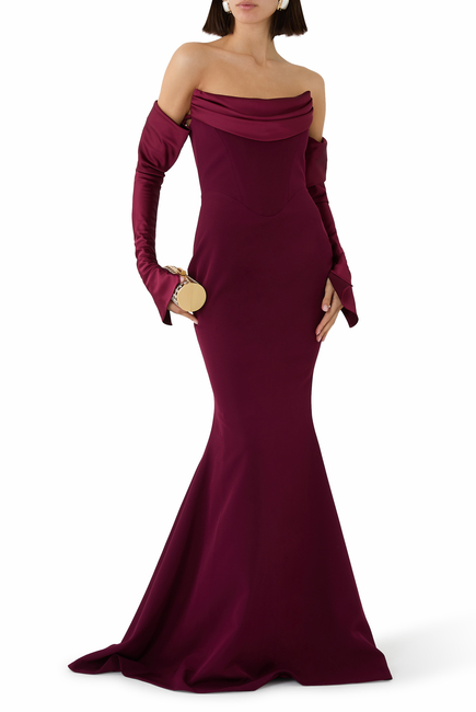 Raven Crepe Long Dress