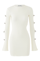 Bow-Embellished Wool Blazer Dress