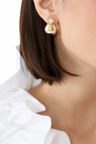 Bezel Gold Earrings, 14k Gold Plated & Cubic Zirconia