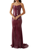 Draped Longline Corset Gown in Sequin