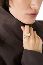 Blown Alien Pink Charm Ring, 925 Sterling Silver & Stone