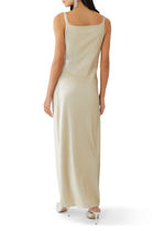 Button Embellished Ruched Maxi Dress