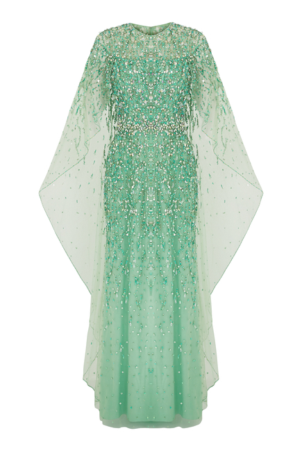 Marano 3/4 Cape Sleeve Embellished Gown