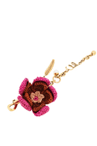 Flower Bag Charm in Raffia & Metal
