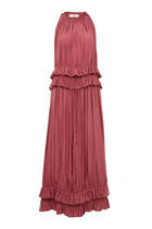 Sleeveless Long Dress in Washed Silk Pongé