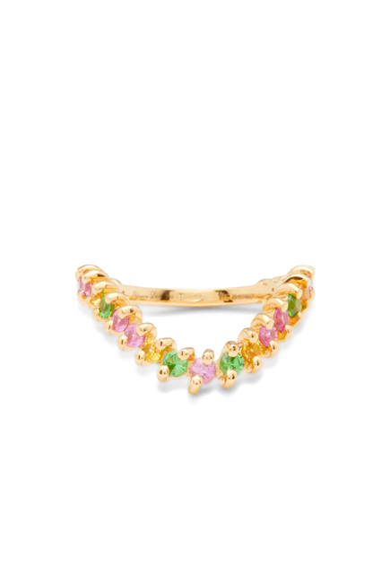 Wave Ring, 18k Yellow Gold with Sapphires & Tsavorites