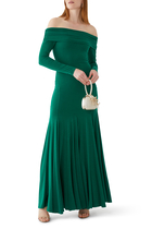 Augusta Off the Shoulder Ruched Maxi Dress