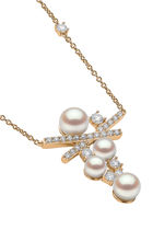 Sleek Necklace, 18k White Gold, Diamond & Pearl